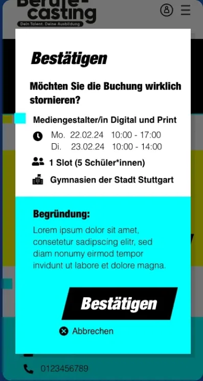 Screen: Stornierung bestätigen